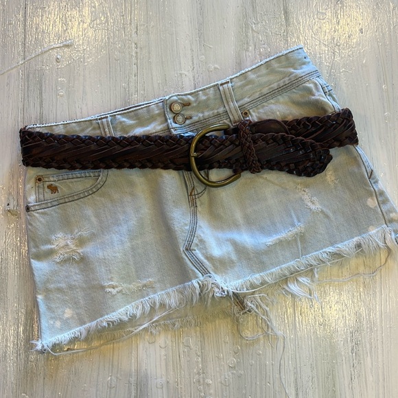 Vintage Abercrombie & Fitch Brown Braided Soft Leather Belt Women’s Size XS/S - Picture 1 of 6